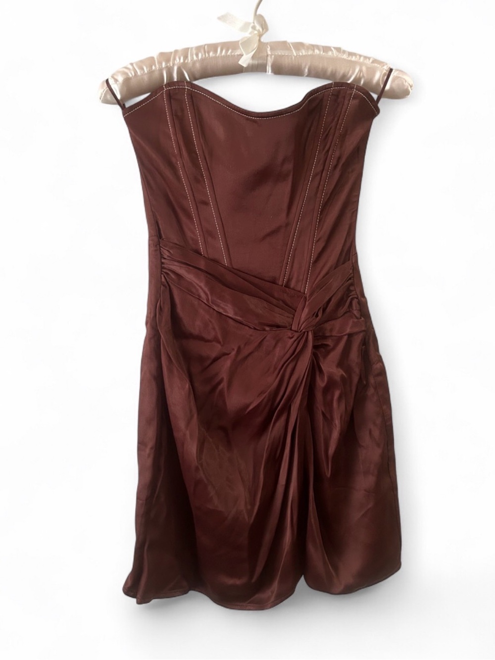 Zaba Mini Strapless Dress in Chocolate Brown